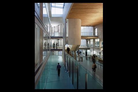 A three-storey top-lit circulation ‘street’ runs through the library and provides access to IT and seminar spaces